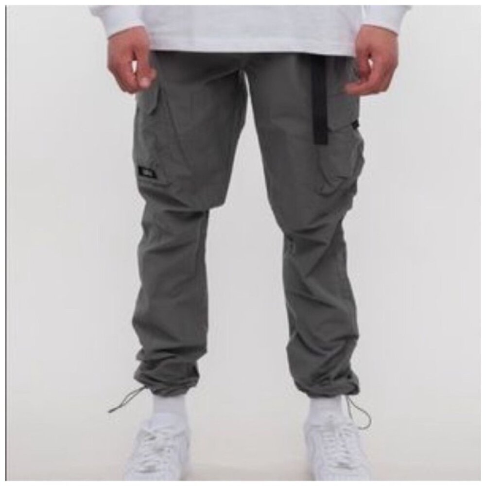 ESNTLS Gravel Gray Cargo Pants XL Cotton/Nylon Blend With Pockets Drawstring Hem